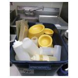 Tote of Bowls and Squeeze Bottles