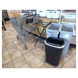 Grocery Cart and Trash Cans