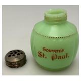 1900 Miniature Northwood Custard Glass/Jaedite Sugar Shaker With Metal Lid 2 3/4"