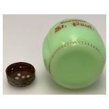 1900 Miniature Northwood Custard Glass/Jaedite Sugar Shaker With Metal Lid 2 3/4"