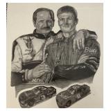 11" x 14" Dale EARNHARDT SR And  DALE EARNHARDT JR Pencil Sketch Prints