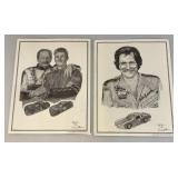 11" x 14" Dale EARNHARDT SR And  DALE EARNHARDT JR Pencil Sketch Prints