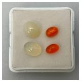 Four 4 x 6 MM Natural Ethiopian Oval Fire Opals & 6 x 8 MM Natural Ethiopian Opals