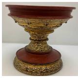 Flat Top Gilded Lacquer Offering Vessel (Missing Center Piece)