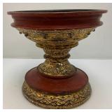 Flat Top Gilded Lacquer Offering Vessel (Missing Center Piece)