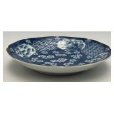 Vintage Japanese Takahashi Porcelain Cobalt Blue/White Floral Bowl 6.25" With Foil Label
