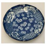 Vintage Japanese Takahashi Porcelain Cobalt Blue/White Floral Bowl 6.25" With Foil Label