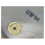 Vintage Japanese Takahashi Porcelain Cobalt Blue/White Floral Bowl 6.25" With Foil Label