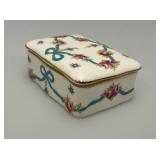 Beautiful Floral Adorned Staffordshire Trinket Box With Small Trinket Dish (Small Chip In Small Dish)