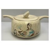 Vintage RED WING Pottery Bob White Collection Two Handled Casserole Dish With Lid,  Quail Adorned 14" x 7" x 9 1/2"