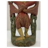 Antique Carved Wood Buddha Half Round Sculpture 12" x 6" Very Nice