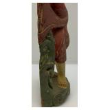 Antique Carved Wood Buddha Half Round Sculpture 12" x 6" Very Nice