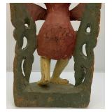 Antique Carved Wood Buddha Half Round Sculpture 12" x 6" Very Nice