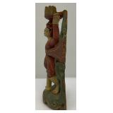 Antique Carved Wood Buddha Half Round Sculpture 12" x 6" Very Nice