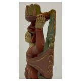 Antique Carved Wood Buddha Half Round Sculpture 12" x 6" Very Nice