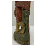 Antique Carved Wood Buddha Half Round Sculpture 12" x 6" Very Nice