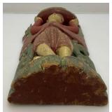 Antique Carved Wood Buddha Half Round Sculpture 12" x 6" Very Nice