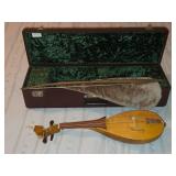 Vintage Wooden Rebec (Medieval Bowed String Instrument) by H. Charles Ario with Case