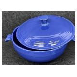 Vintage Fiesta Ware Cobalt Blue Dinnerware Set with Casserole, Plates, Bowls, Cups and Shakers