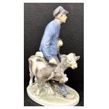 Royal Copenhagen Boy with Calves 1858 Porcelain Figurine