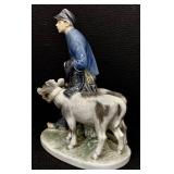Royal Copenhagen Boy with Calves 1858 Porcelain Figurine
