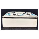 Vintage Empire Porcelain Cigarette Box / Trinket Box and Ashtray Set with Silver Luster and Blue Floral Design England