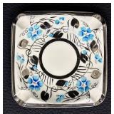 Vintage Empire Porcelain Cigarette Box / Trinket Box and Ashtray Set with Silver Luster and Blue Floral Design England