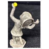 Hudson Pewter Walli Ortman Tennis and Vintage Walli Ortan Skateboarder Figurines Set