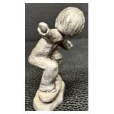 Hudson Pewter Walli Ortman Tennis and Vintage Walli Ortan Skateboarder Figurines Set