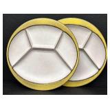 Pair of Buckeburg Germany Mid-Century Stoneware Fondue Plates, 9 Inch