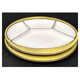 Pair of Buckeburg Germany Mid-Century Stoneware Fondue Plates, 9 Inch