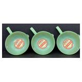 Set of 3 Vintage Fire-King Jadeite Skillet Batter Bowls by Anchor Hocking