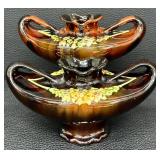 Pair of Vintage Peters and Reed Aladdin Style Pottery Vases, No. 332