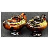 Pair of Vintage Peters and Reed Aladdin Style Pottery Vases, No. 332