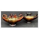 Pair of Vintage Peters and Reed Aladdin Style Pottery Vases, No. 332