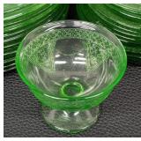 Antique Federal Glass Georgian Lovebirds Uranium Glass Plates Set