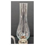 Vintage Hurricane Oil Lamp - 15 in Tall, 4.5 in Base Diameter, Clear Glass Chimney
