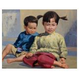 David Cheng Framed Painting - Hong Kong 1963, Two Children