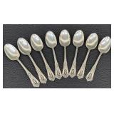 Vintage Wallace Rose Point Sterling Silver Teaspoons - 8-Piece Vintage Set
