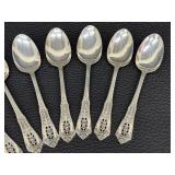 Vintage Wallace Rose Point Sterling Silver Teaspoons - 8-Piece Vintage Set