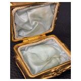 Antique Gold-Tone Floral Jewelry Casket Box - Ornate Rococo-Style Keepsake Box with Lining