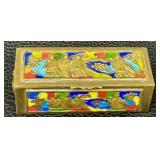Vintage Chinese Cloisonné Enamel Brass Stamp Box