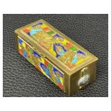 Vintage Chinese Cloisonné Enamel Brass Stamp Box