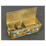 Vintage Chinese Cloisonné Enamel Brass Stamp Box