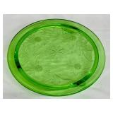 Vintage Jeanette Footed Cake Plate - Vintage Green Glass, Circa 1930-1935