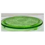 Vintage Jeanette Footed Cake Plate - Vintage Green Glass, Circa 1930-1935