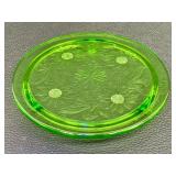 Vintage Jeanette Footed Cake Plate - Vintage Green Glass, Circa 1930-1935