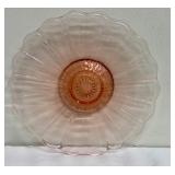Vintage Anchor Hocking Old Cafe Pink Depression Glass Cake Plate & Candy Dish