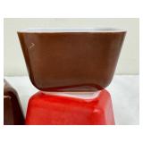 Pyrex Fridgie Vintage Glass Storage Set - 4 Colored Containers with Lids