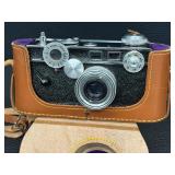 Vintage Rangefinder Film Camera in Leather Case - Not Tested